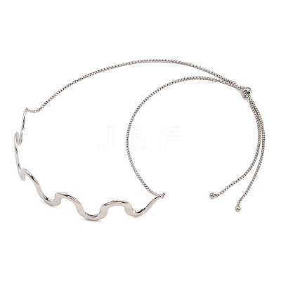 304 Stainless Steel Wavy Line Choker Slider Necklaces NJEW-Z106-01P-1