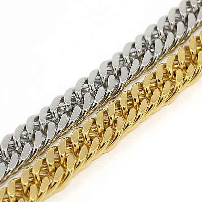 Fashionable 304 Stainless Steel Cuban Link Chain Bracelets STAS-A028-B064-1