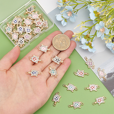 36Pcs 6 Colors Alloy Enamel Connector Charms FIND-CA0007-18-1