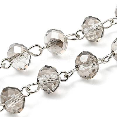 Handmade Rondelle Glass Beads Chains for Necklaces Bracelets Making AJEW-JB00120-06-1