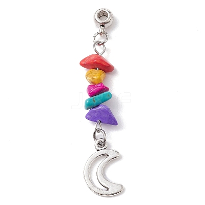 Dyed Synthetic Turquoise Chip Pendants PALLOY-JF02238-01-1