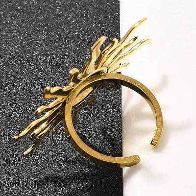 304 Stainless Steel Open Cuff Ring for Women RJEW-B109-01G-04-1