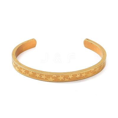 Ion Plating(IP) 304 Stainless Steel Star Cuff Bangles BJEW-F464-G-01-1