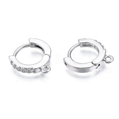 Brass Micro Pave Cubic Zirconia Huggie Hoop Earring Findings KK-T063-012P-NF-1