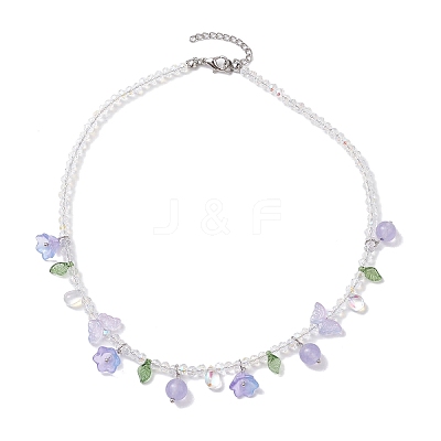 Glass with Malaysia Jade Beaded Necklaces NJEW-JN04680-01-1