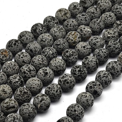 Unwaxed Natural Lava Rock Bead Strands LS-G-F309-16mm-1