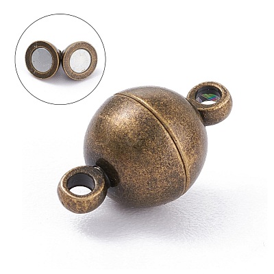 Round Brass Magnetic Clasps with Loops MC019-AB-1