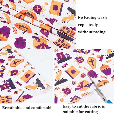 Halloween Printed Polycotton Fabric DIY-WH0032-07A-1