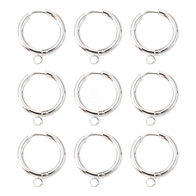 201 Stainless Steel Huggie Hoop Earring Findings STAS-P283-01F-S-1