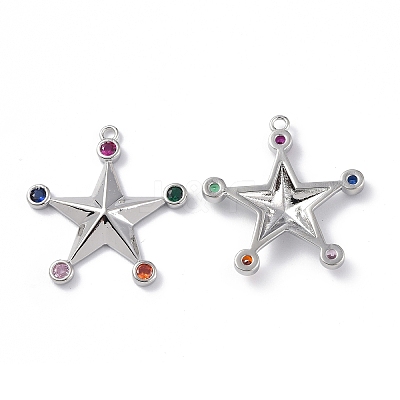 Brass Micro Pave Colorful Cubic Zirconia Pendants KK-E068-VF271-1