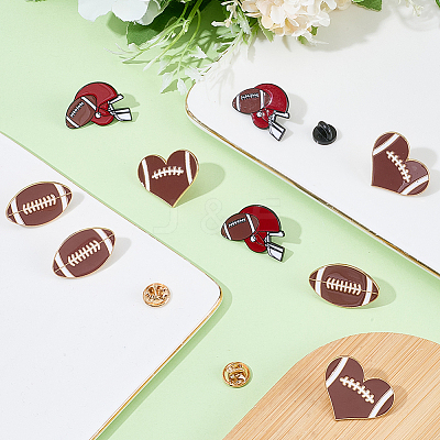 9Pcs 3 Styles Rugby Sports Enamel Pins JEWB-SC0001-99-1