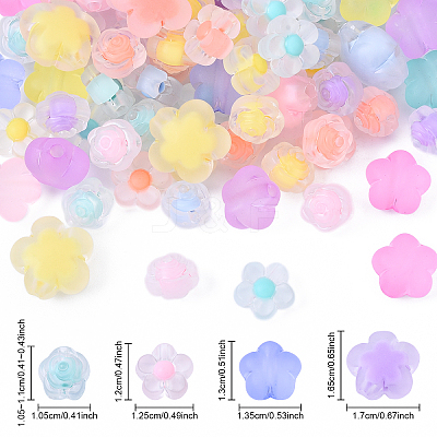 60G 4 Styles Frosted Transparent Acrylic Beads OACR-YW0002-66-1