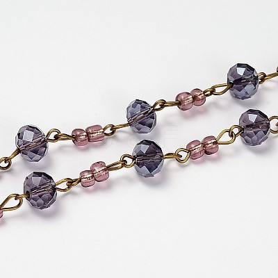Glass Rondelle Beads Chains for Necklaces Bracelets Making AJEW-JB00116-1