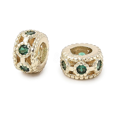 Brass Micro Pave Cubic Zirconia Beads KK-K297-44KCG-1