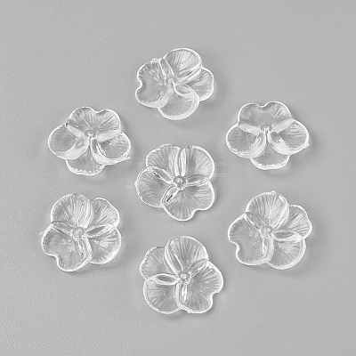 4-Petal Transparent Acrylic Beads X-TACR-R135-01-1