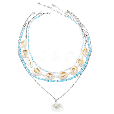 Alloy & Imitaiton Pearl Necklaces Set NJEW-WH20007-02B-1