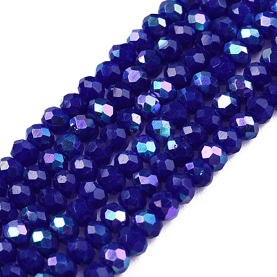Electroplate Opaque Solid Color Glass Beads Strands EGLA-A044-P1mm-L07-1