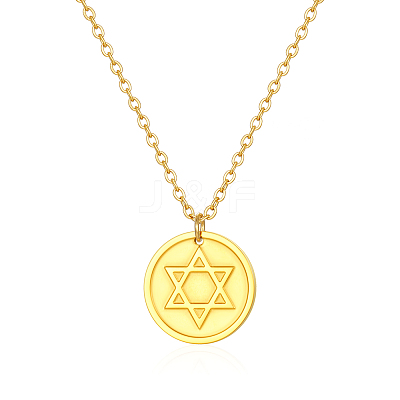 Stylish 304 Stainless Steel Star of David Pendant Necklace for Women's Daily Wear NW9851-1-1