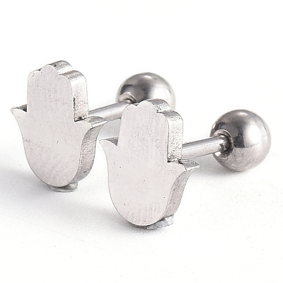 Tarnish Resistant 201 Stainless Steel Barbell Cartilage Earrings EJEW-R147-17-1
