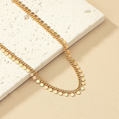Alloy Disc Tassel Twisted Chain Necklaces for Women FS-WG469BC-02-1