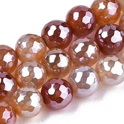 Electroplate Natural Agate Beads Strands G-T131-55-02-1