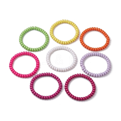 Acrylic Rondelle Beaded Stretch Bracelets Set BJEW-JB11020-02-1
