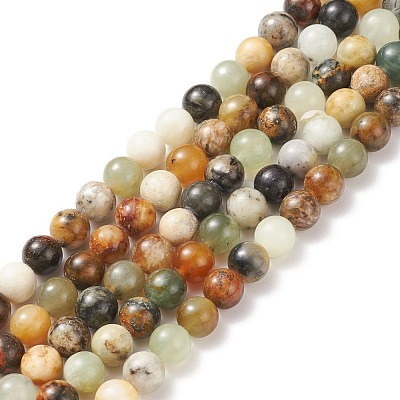 Natural Xiuyan Jade Bead Strands G-P075-39-8mm-1