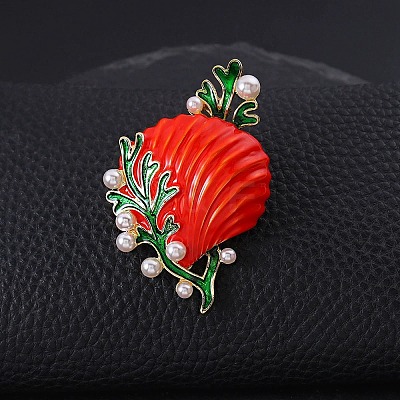 Enamel Plastic Pearl Brooch LS-JEWB-K027-05G-1