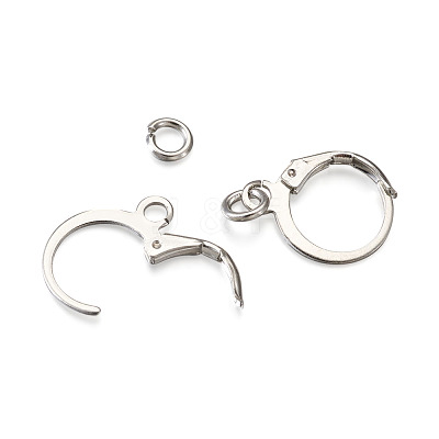 Brass Huggie Hoop Earring Findings & Open Jump Rings KK-TA0007-84A-P-1
