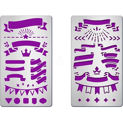 2Pcs 2 Style 304 Stainless Steel Cutting Dies Stencils DIY-FG0001-98-1
