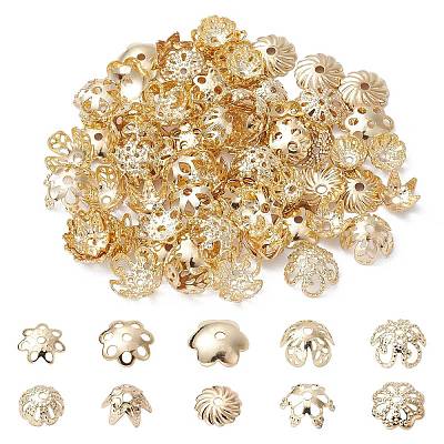 100Pcs 10 Styles Alloy Bead Caps PALLOY-CJ0002-77-1