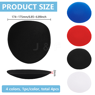 4Pcs 4 Colors EVA Cloth Round Fascinator Hat Base for Millinery AJEW-BC0007-39-1