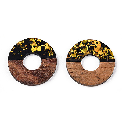 Opaque Resin & Walnut Wood Pendants RESI-N039-41-1