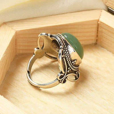 Natural Green Aventurine Adjustable Rings RJEW-I108-02AS-08-1