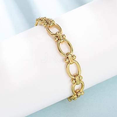 304 Stainless Steel Oval Link Chain Bracelets for Women BJEW-F536-10G-1