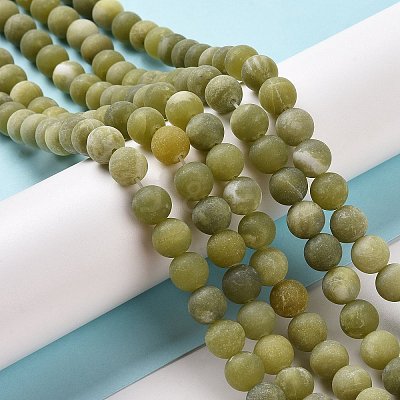 Round Frosted Natural TaiWan Jade Bead Strands X-G-M248-8mm-02-1
