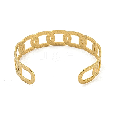304 Stainless Steel Oval Open Cuff Bangles for Women BJEW-E100-05G-1
