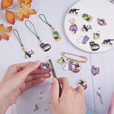18Pcs 9 Styles Alloy Enamel Pendants ENAM-SZ0003-34-1