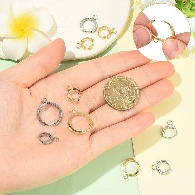 16Pcs 201 Stainless Steel Huggie Hoop Earrings Findings STAS-FS0002-26D-1