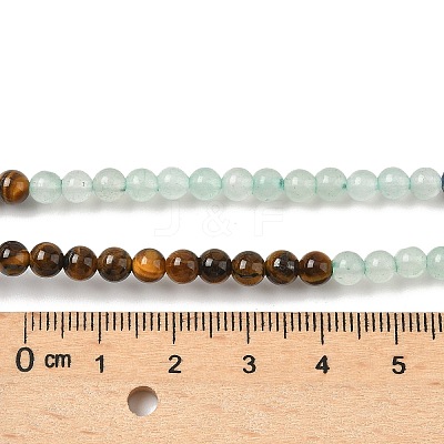 Chakra Natural Red Jasper & Yellow Jade & Green Aventurine & Tiger Eye & Sodalite & Amethyst Beads Strands X-G-NH0002-E02-4mm-1