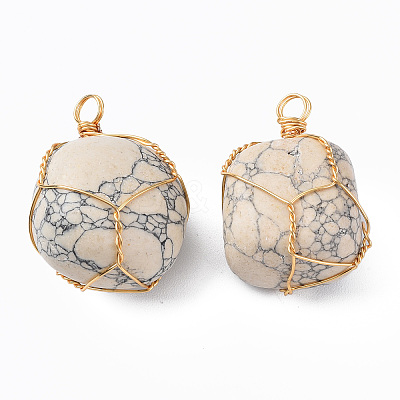 Natural Howlite Pendants G-N332-50-01-1