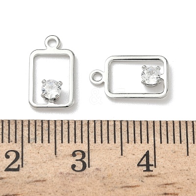 Brass Micro Pave Cubic Zirconia Rectangle Charms KK-Z136-04P-1