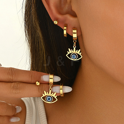3 Pairs 3 Styles 201 Stainless Steel Earrings Sets QS4475-2-1