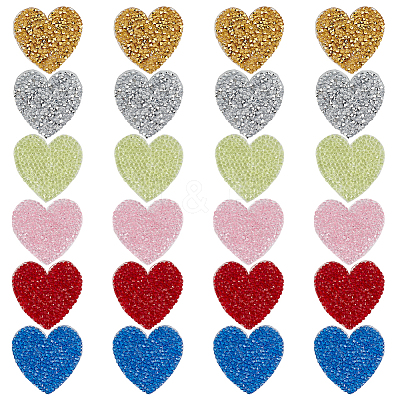 24Pcs 6 Colors Rhinestone Thread Iron on/Sew On Patches PATC-DR0001-03-1