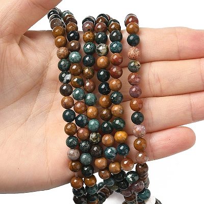 Natural Ocean Jasper Beads Strands X-G-F668-26-6mm-1
