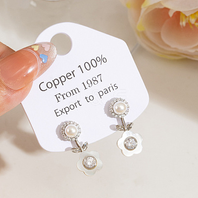 Brass Micro Pave Cubic Zirconia Stud Earrings WGB66C3-01-1