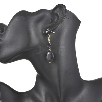 Synthetic Goldstone Oval Dangle Earrings EJEW-JE06601-02-1