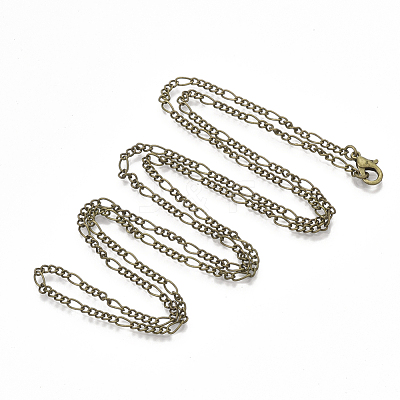Brass Coated Iron Figaro Chain Necklace Making MAK-T006-03AB-1