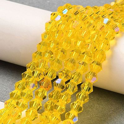 Transparent Electroplate Glass Beads Strands GLAA-F029-4mm-D22-1