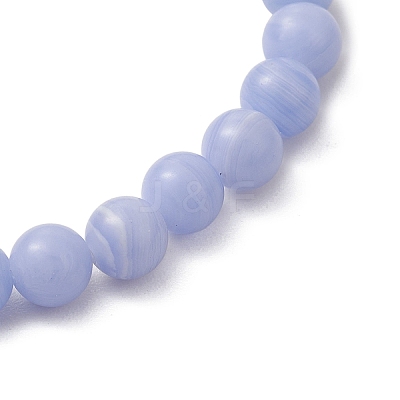 Natural Dyed Blue Lace Agate Beads Stretch Bracelets for Women BJEW-JB11260-1